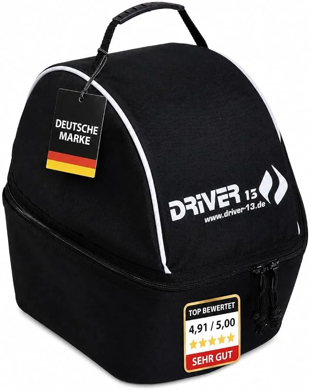 Driver13 Sac à Casque pour Casque de Ski, Snowboard, vélo et équitation, Helmet Bag avec Ventilation et Compartiment Accessoires, Noir — Equipement ski