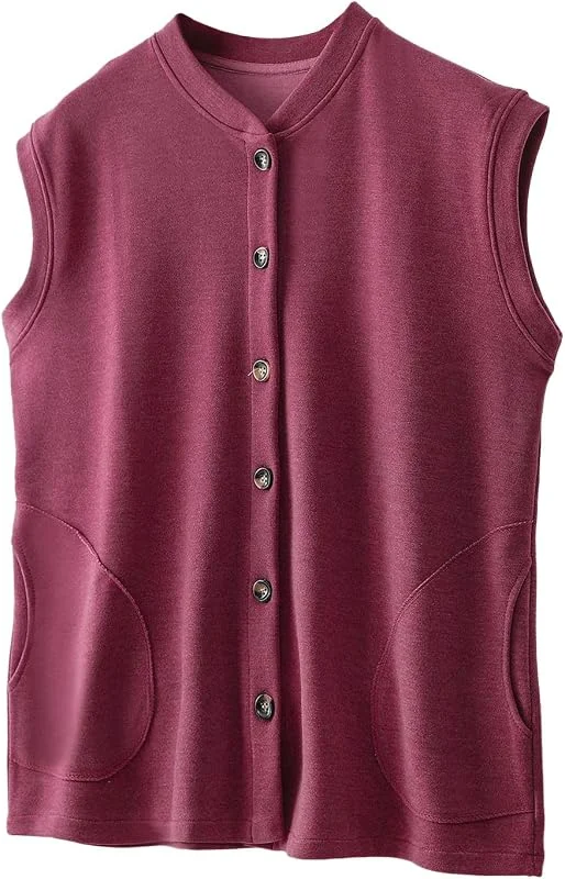 Débardeur intérieur en polaire pour femme - Sans manches - Sous-vêtements thermiques - En coton - Avec poches et bouton - Sous-vêtements chauds - Respirant et thermique - Pour l'hiver — Vetements ski