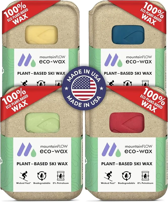 mountainFLOW Cire de ski, snowboard biodégradable à base de plantes, Excellente glisse + durabilité, 0 % pétrole — Equipement ski