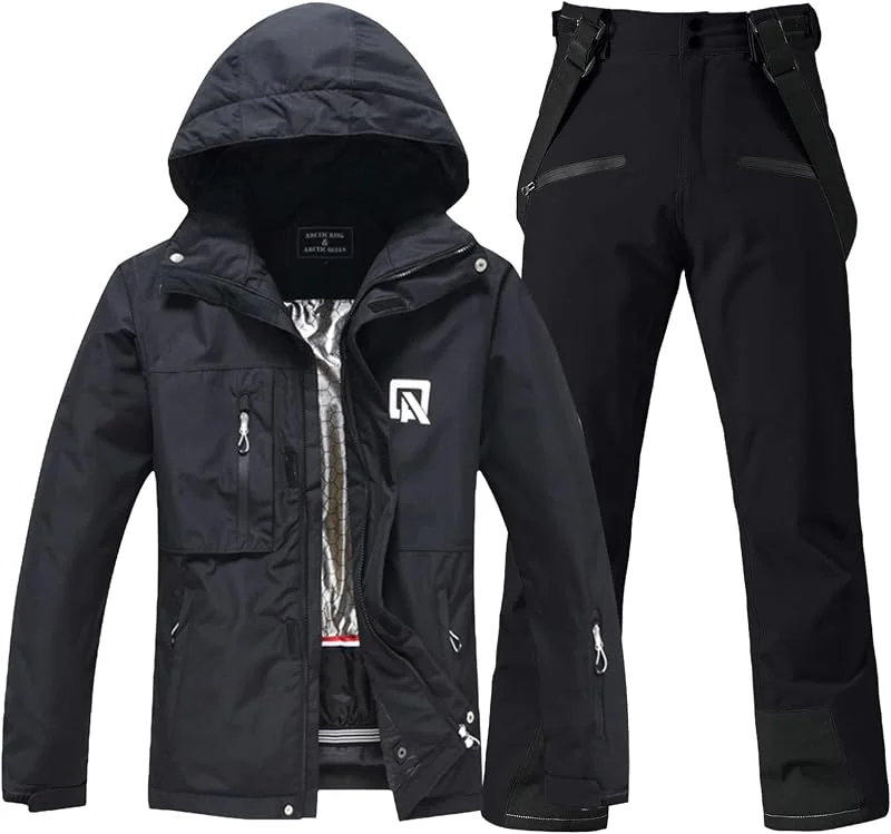 Combinaison de neige pour femme, veste de ski et pantalon de ski avec capuche amovible — Vetements ski
