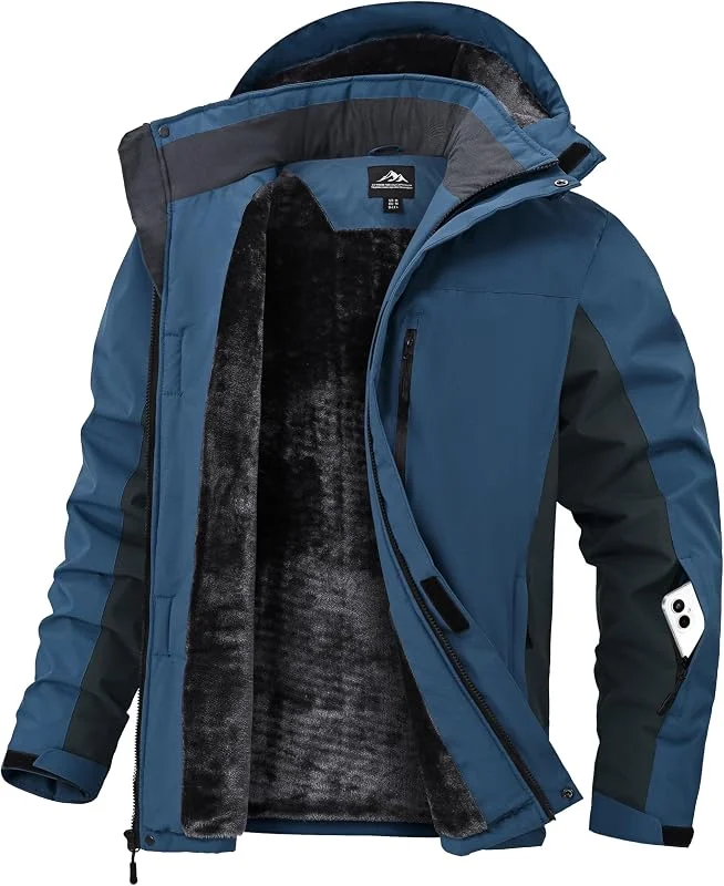 Zoofly Veste de Ski Homme Imperméable Manteau Homme Hiver Chaude Doublure en Polaire avec Capuche Amovible — Vetements ski