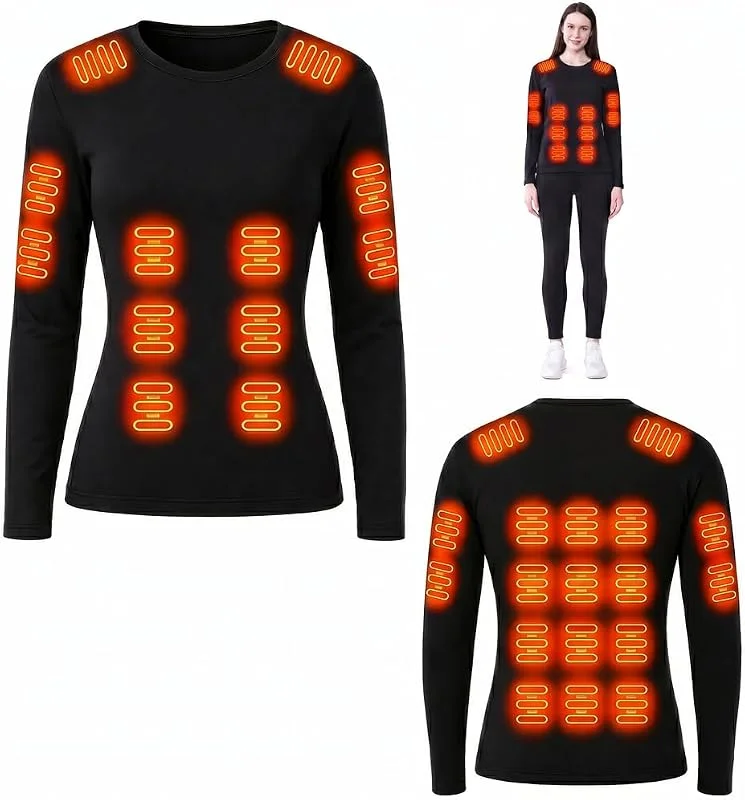 Sous-vêtements thermiques chauffants à 30 zones pour homme et femme 【Banque d'alimentation non incluse】 — Vetements ski