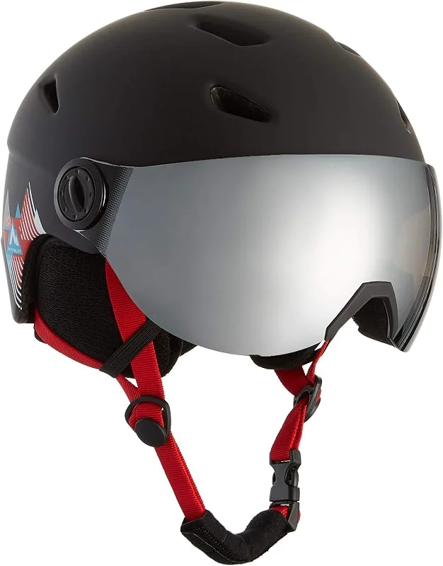 McKINLEY Pulse S2 Visor HS Casque de Ski Jeunesse Unisexe, Black, Red, M — Equipement ski