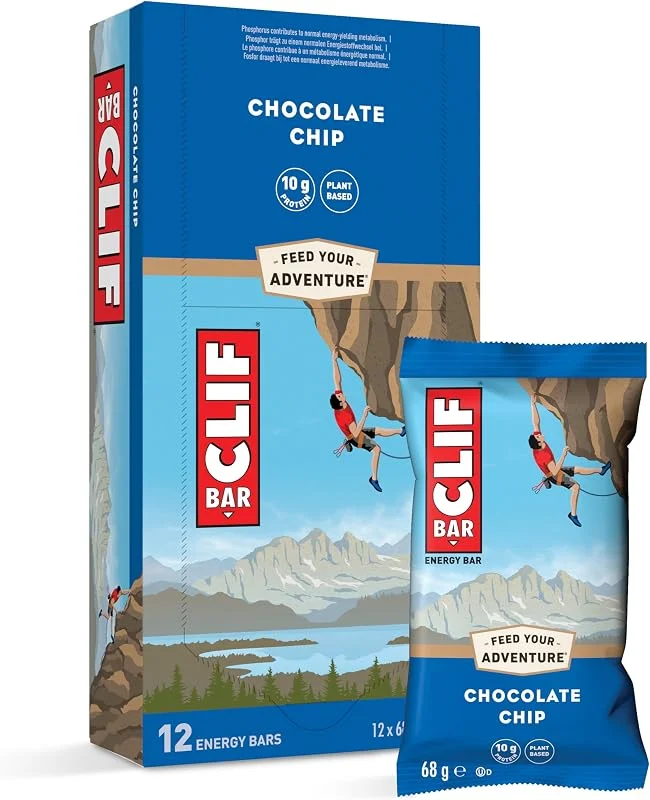 CLIF BAR Chocolate Chip Barre Énergétique Végétale, 12 x 68 g — Vetements ski