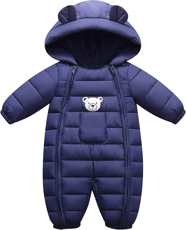 Générique Combinaison Ski Bebe Enfant Manches Longues Hiver Doublé Neige Toison Barboteuse Étanche Rembourré Fourrure 0-12 Mois Nouveau-Né Ensemble Tenues — Vetements ski