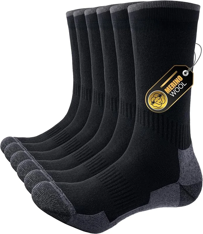 PULIOU Lot de 3 paires de chaussettes thermiques d'hiver super douces en laine mérinos pour homme et femme, idéales pour le ski, la neige et un cadeau élégant — Vetements ski