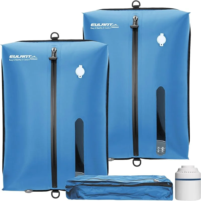 EULANT 2 Pièce Sac de Voyage Sous Vide avec Pompe, Réutilisable Sacs Sous Vide pour Vêtements, Housses de Rangement pour Valise Sac à Dos Bagage à Main, avec IPX8 Étanchéité à l'air Zip — Equipement ski