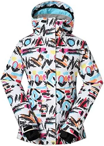 MU Veste de ski imperméable pour femme Veste de snowboard de ski pour femme Veste d'hiver doublée d'hiver chaude Veste de neige coupe-vent d'hiver, Multicolore, Grand — Vetements ski