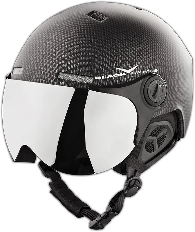 BLACK CREVICE Casque de Ski Saalbach I Casque de Ski avec visière Style Pilote diverses Couleurs I Hommes & Femmes INCL. visière de Rechange I Casque de Snowboard Unisexe I Taille réglable — Equipement ski