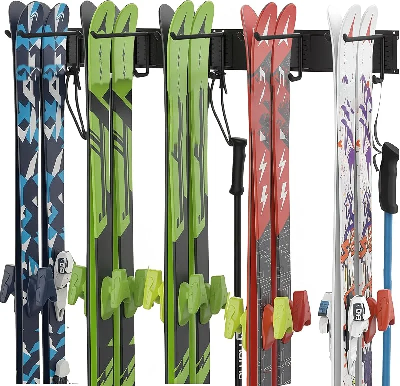 Support de rangement pour skis – Support mural pour 10 paires de skis et snowboards (maison et garage) – Capacité de 136 kg (300 lb) — Equipement ski