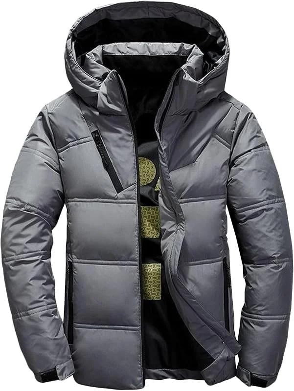 Manteau d'hiver à capuche pour homme, veste matelassée en coton épais, parka de ski bouffante avec capuche — Vetements ski