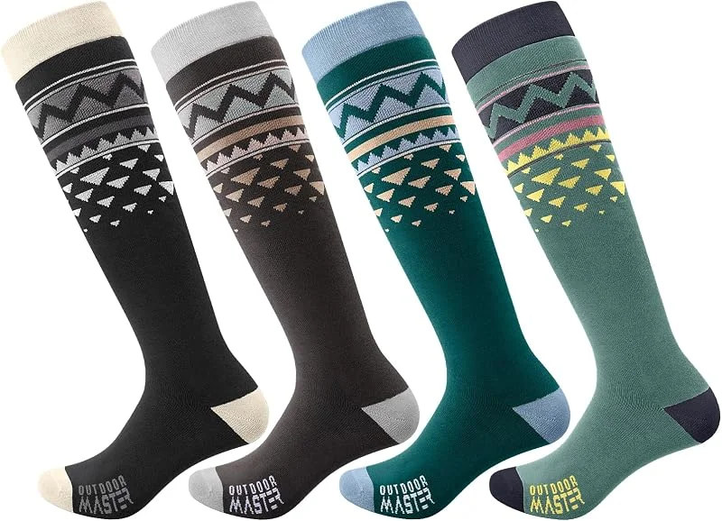 OutdoorMaster Chaussettes de ski, Lot de 2 Paires de Chaussettes de Ski et de Snowboard Pour Homme et Femme avec Design OTC avec Manchette Antidérapante — Equipement ski