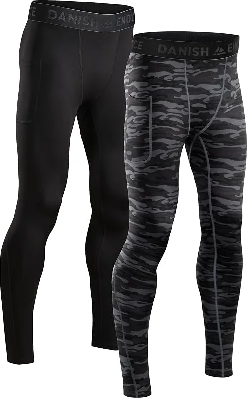 DANISH ENDURANCE Legging de Compression Homme, Séchage Rapide, Lot de 2 — Vetements ski