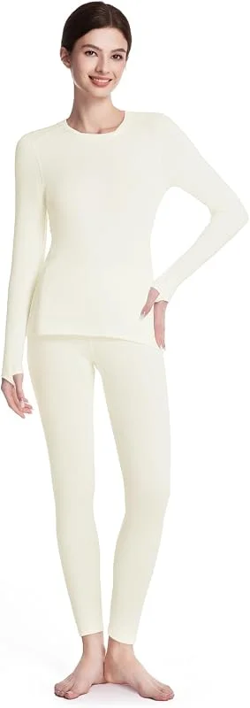 Ensemble de sous-vêtements thermiques pour femme avec intérieur en polaire, haut thermique et pantalon thermique, leggings fonctionnels, respirants et doux, pour l'hiver, le ski et l'extérieur — Vetements ski