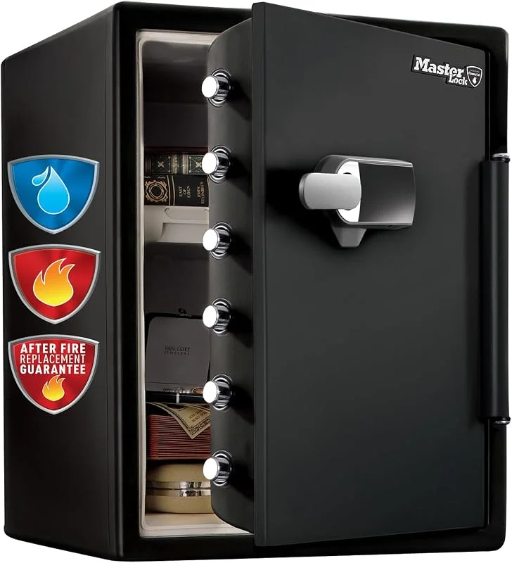 Master Lock Coffre Fort Anti Feu et Etanche à Code et Alarme, triple protection - vol, incendie et inondation, Combinaison Electrique, 56.6L, 60.3 x 47.2 x 49.1 cm — Equipement ski