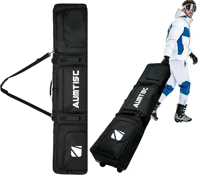 AUMTISC Sac de Snowboard Rembourré avec roulettes pour Voyages en Avion, jusqu'à 165-175 cm — Equipement ski