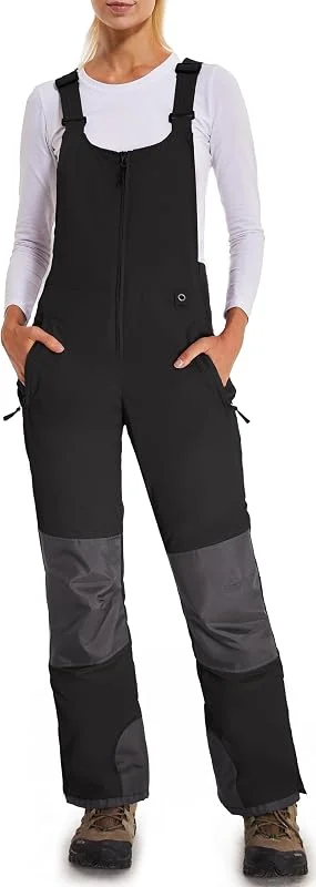 Pantalon de Ski Femme Hiver Salopette Neige Imperméable Pantalon Snowboard Softshell Chaud Bib Bavoir avec Bretelles Réglables HXK7664W-Black-M — Vetements ski