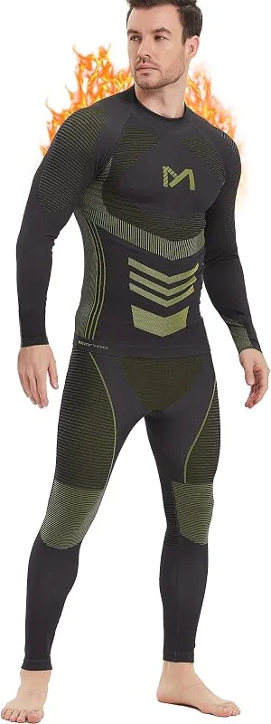 MEETYOO Sous-vêtements thermiques pour homme séchage Rapide Hommes Automne Hiver chaud Ensemble thermique Vêtements thermiques pour hommes pour fitness, running, ski, voyage quotidien — Vetements ski