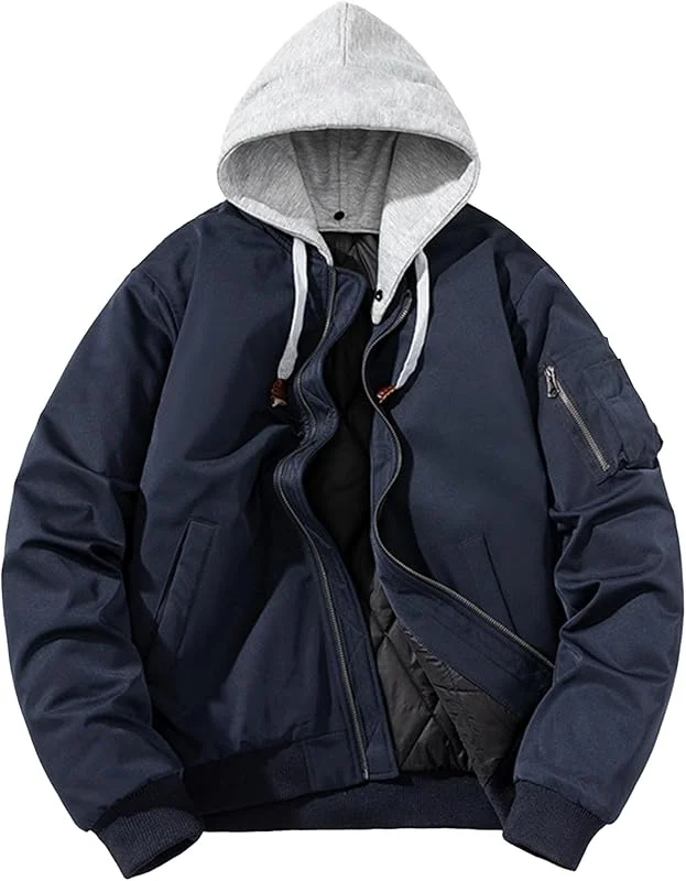ZDJSWJ Hommes baseball garniture chaude veste légère capuche softshell veste full zip baseball printemps automne manteau — Vetements ski