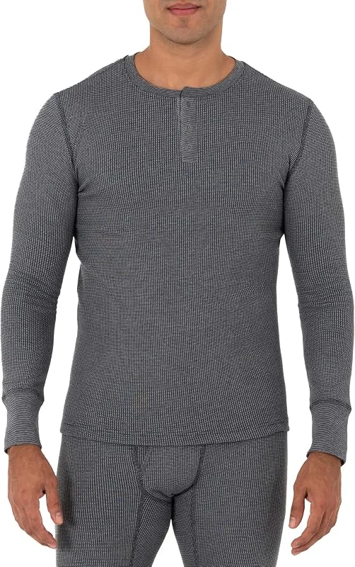 Fruit of the Loom Henley Lot de 1 et 2 sous-vêtements Thermiques Gaufrés Recyclés Haut de Pijama Homme (Lot de 1) — Vetements ski