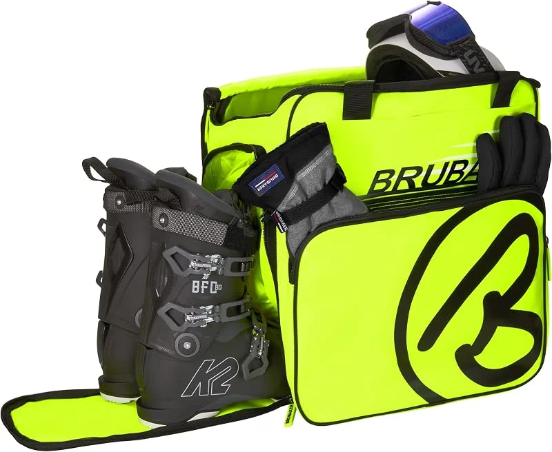 BRUBAKER 'Super Champion' - Sac à Chaussures de Ski, Sac Casque, Sac à Dos Ski - Jaune Fluo, Noir — Equipement ski