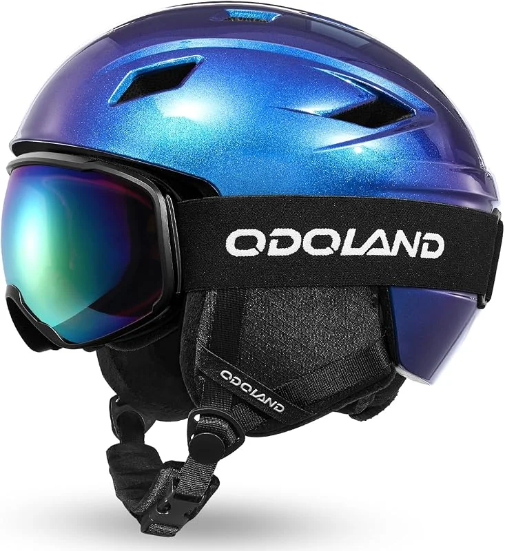 Odoland Kit de Casque de Ski avec Lunettes de Ski, Casque de Snowboard pour Hommes Femmes Adolescents Enfants, Casque de Ski réglable et Protection UV400 Lunettes de Ski — Equipement ski