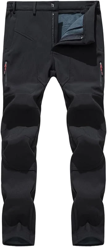 Hommes Outdoor Doublé de Polaire Pantalon d'hiver Résistant à l'eau Pêche Marche Randonnée Softshell Pantalon de Ski — Vetements ski