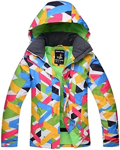 MU Veste de ski imperméable pour femmes Veste de ski imperméable coupe-vent Puffer Liner chaud manteau d'hiver d'hiver, Multicolore, Grand — Vetements ski