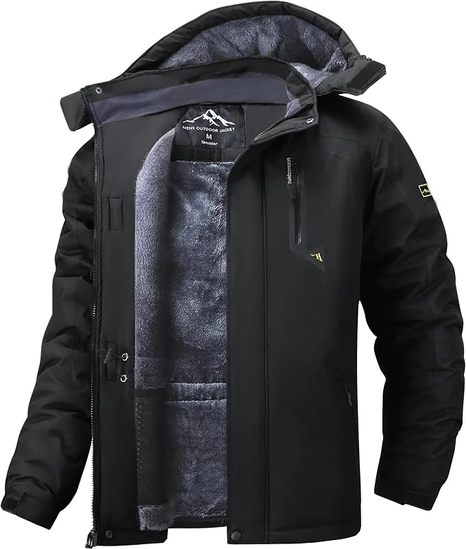 Tansozer Homme Veste de Ski d'Hiver Coupe-Vent et Imperméable Manteaux avec Capuche Amovible — Vetements ski
