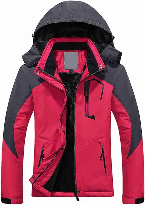HUIOP Veste Shell imperméable, Femmes Montagne Veste Shell Imperméable Veste De Ski Veste Coupe-Vent Hiver Veste Chaude pour Camping Randonnée Ski, Veste de ski d — Vetements ski