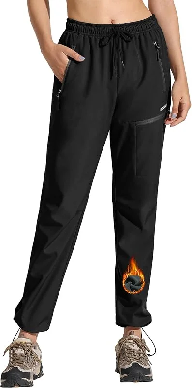 MOCOLY Pantalon Randonnée Hiver Femme Polaire Chaude Softshell Pantalon d'extérieur Pantalon de Sport Cargo Imperméable pour la Randonnée Les Voyages la Chasse Le Travail — Vetements ski