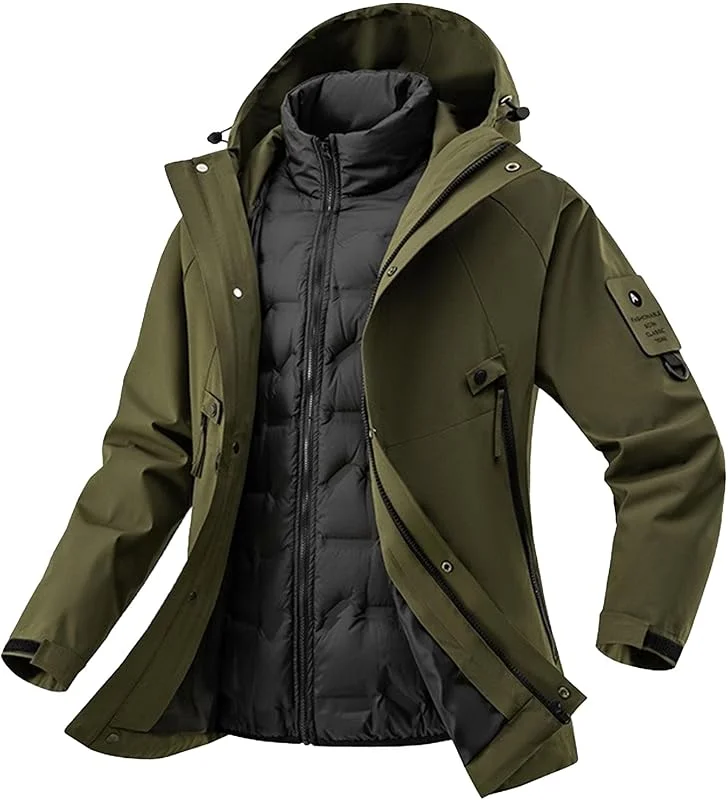 DGKaxiyaHM Veste de ski 3 en 1 pour homme - Imperméable - Coupe-vent - Avec intérieur en polaire chaude — Vetements ski