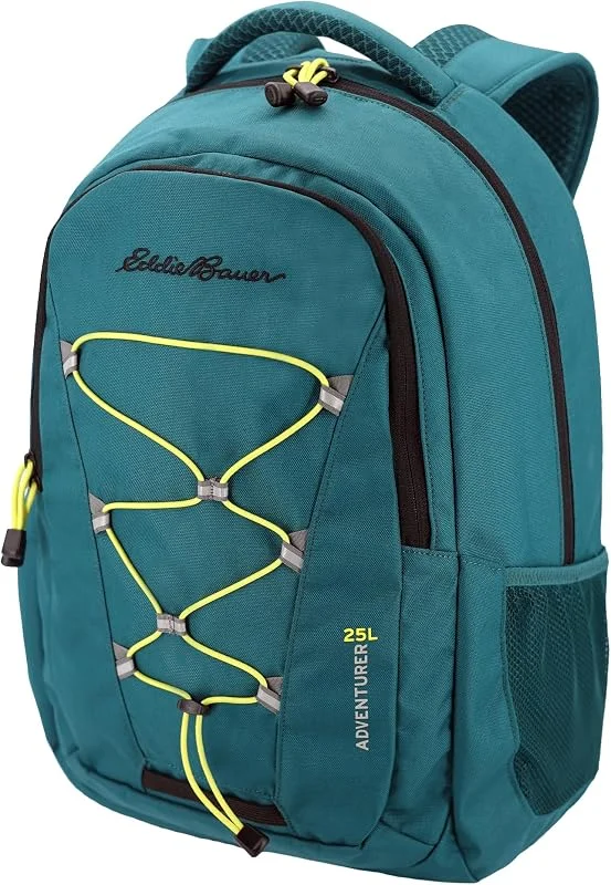 Eddie Bauer Sac à dos Adventurer Series, Adventurer - Bleu sarcelle foncé, 25L, Sac à dos aventurier avec compartiments de rangement et housse compatible avec les ordinateurs portables, hydratants — Equipement ski