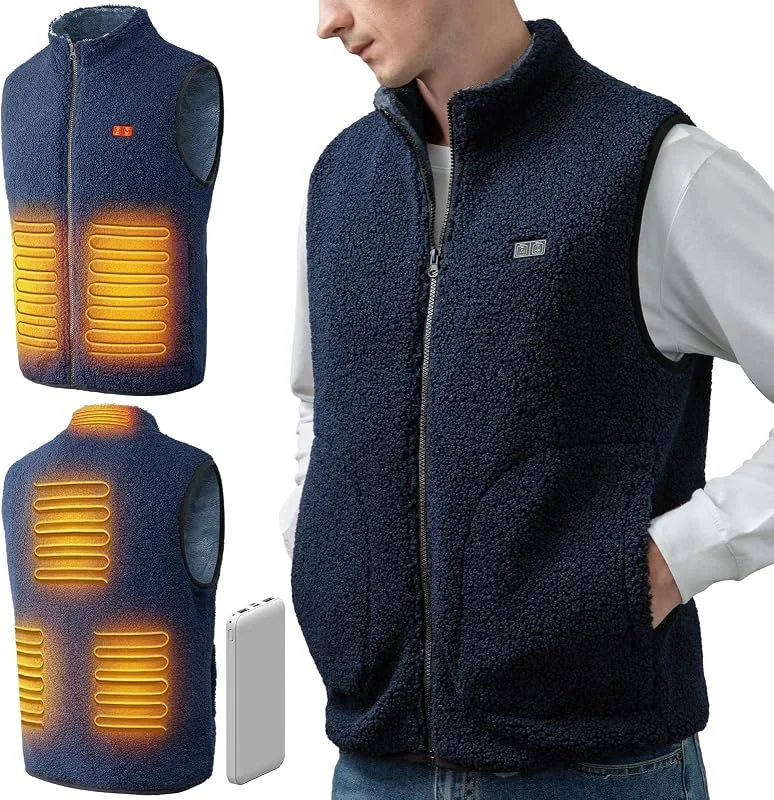 Gilet chauffant, veste chauffante homme femme avec batterie incluse, 7, 4V, 5V blouson chauffant, manteau Électrique avec 3 Niveau de chauffant, 6 zones chauffante, doudoune homme, Hiver Vêtement — Vetements ski