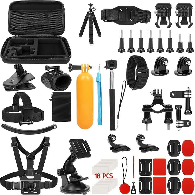 ChromLives Kit d'accessoires pour Caméra d'action Set de Supports 57-en-1 — Equipement ski