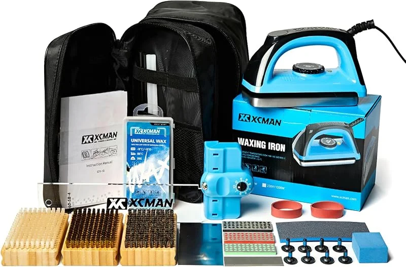Kit complet XCMAN pour réglage et fartage de ski et snowboard avec fer à cirer, cire pour ski, régleur de bord latéral, réparation de base Ptex, pierre gommeuse, pierres diamantées pour le réglage des — Equipement ski