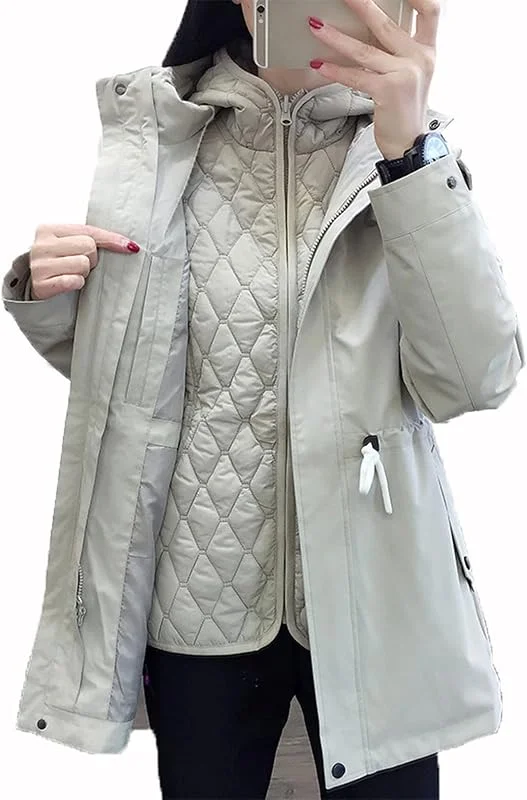 MU Femmes Montagne Veste de Ski Imperméable Isolé Puffer Avec Capuche Chaud Coupe-Vent Femmes Neige À La Taille de Manteau de Veste de Ski Pour Vestes Snowboard, White, L — Vetements ski