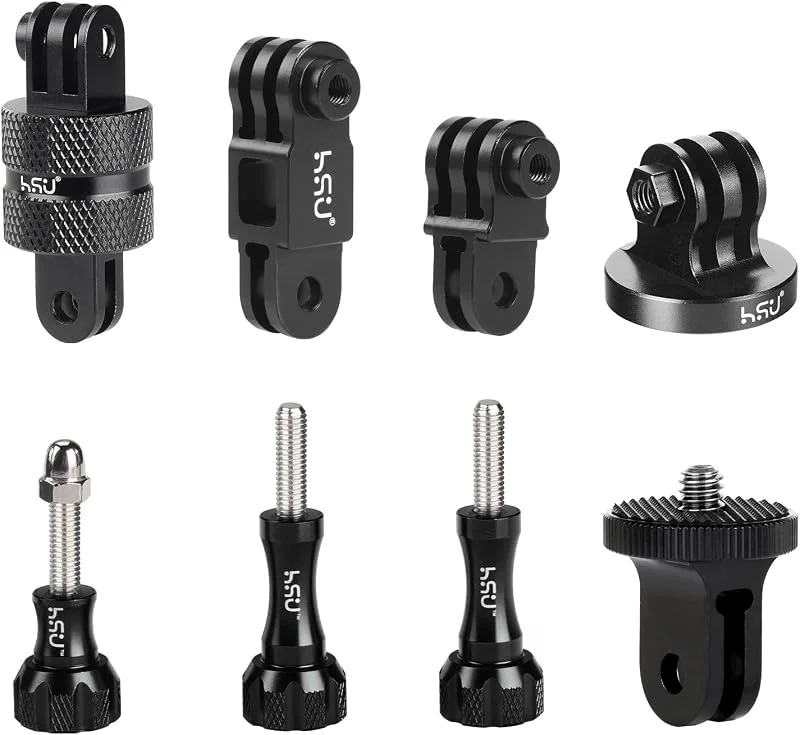HSU Support de Caméra GoPro en Aluminium, Bras d'Extension pour Hero 12, 11, 10, 9, 8, 7, 6, 5, 4, 3, Adaptateur de Caméra pour Insta 360 et Caméras d'action Osmo — Equipement ski