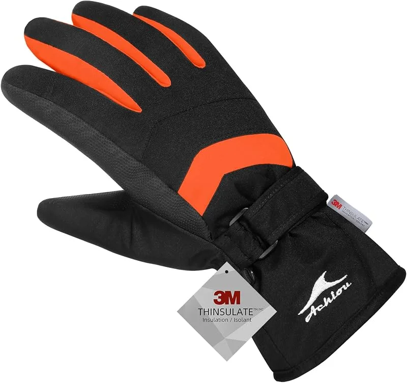 Achiou Gants de ski d'hiver chauds 3M Thinsulate imperméables pour écran tactile homme femme — Vetements ski