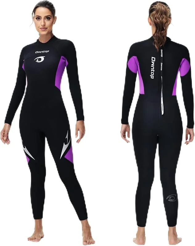 Owntop Combinaison de plongée en néoprène pour homme et femme avec fermeture éclair dans le dos, combinaison de plongée pleine longueur pour adulte, peau de plongée thermique flexible pour la plongée — Vetements ski