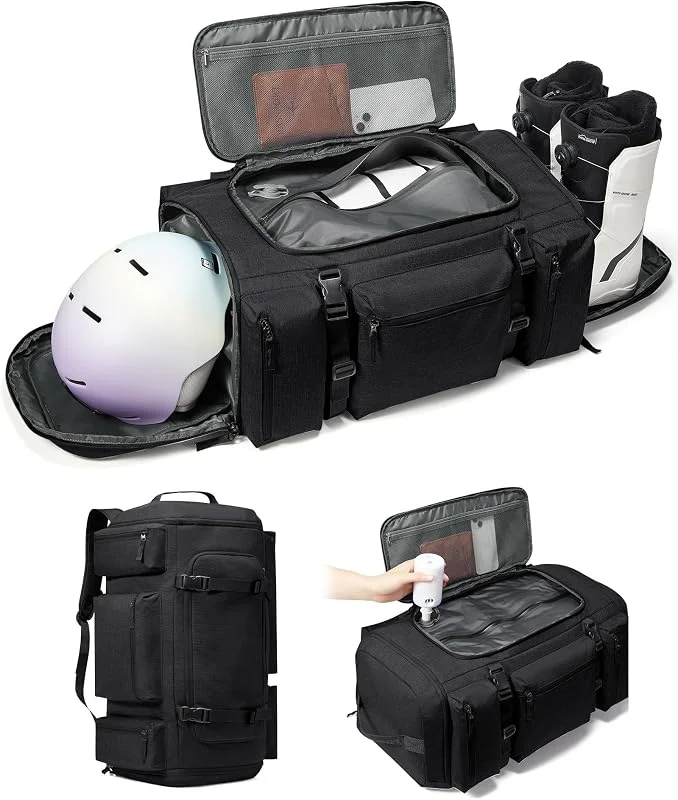 Sac à Dos Ski avec Poche pour Chaussure de Ski Homme et Casque de Ski Rangement et Accessoires 70L Grand Volume étanche Compression Vacuum pour la Course — Equipement ski