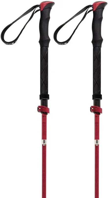 Ferrino spantik 78388NRR noir rouge bâtons en aluminium pliants idéaux pour randonnée ski alpinisme raquettes — Equipement ski
