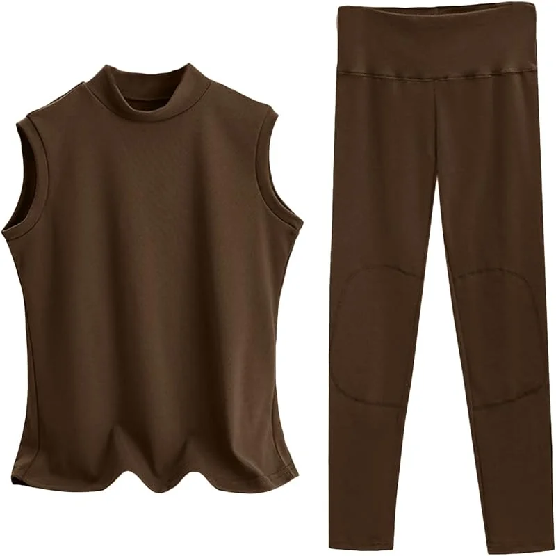 Ensemble de sous-vêtements thermiques pour femme - Maillot de corps thermique en polaire - Sans manches - Haut chaud - Sous-vêtements thermiques - Couche de base - Haut sans manches + pantalon de — Vetements ski