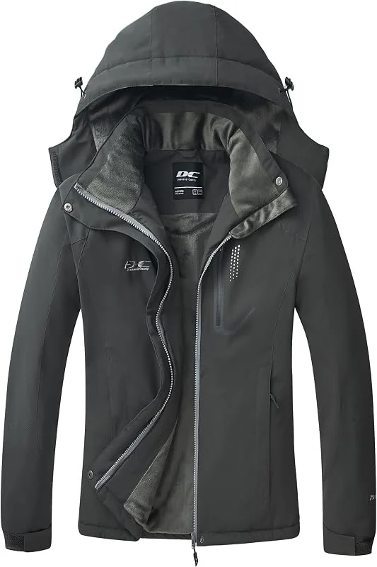 Veste d'hiver pour femme - Coupe-vent - Veste polaire chaude - Imperméable - Doublure épaisse - Veste fonctionnelle avec capuche amovible — Vetements ski
