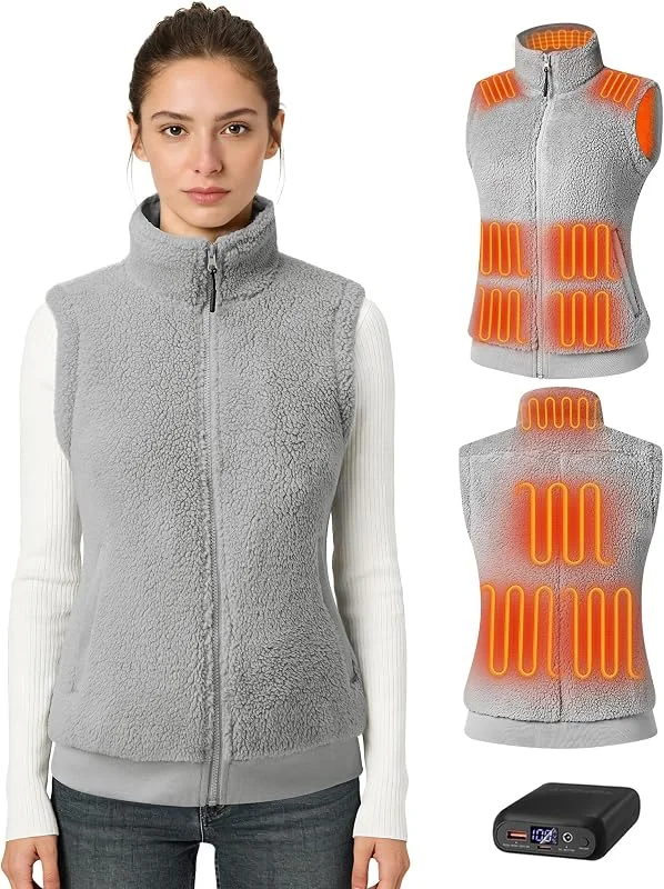 Topdot Polaire Gilet Chauffant Femme Avec Batterie 16000mAh, Léger Chaud — Vetements ski