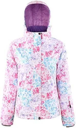 MU Femmes Veste imperméable ski femme VESTE hiver chaud imperméable ski Vestes coupe-vent manteau rose d'hiver, Rose, Petit — Vetements ski