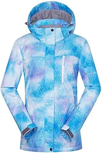 MU Veste de ski imperméable femmes de Mountain Ski Veste Manteau pluie imperméable coupe-vent Veste de surf des neiges pluie colorée Imprimer manteau d'hiver, Bleu, **-Grand — Vetements ski