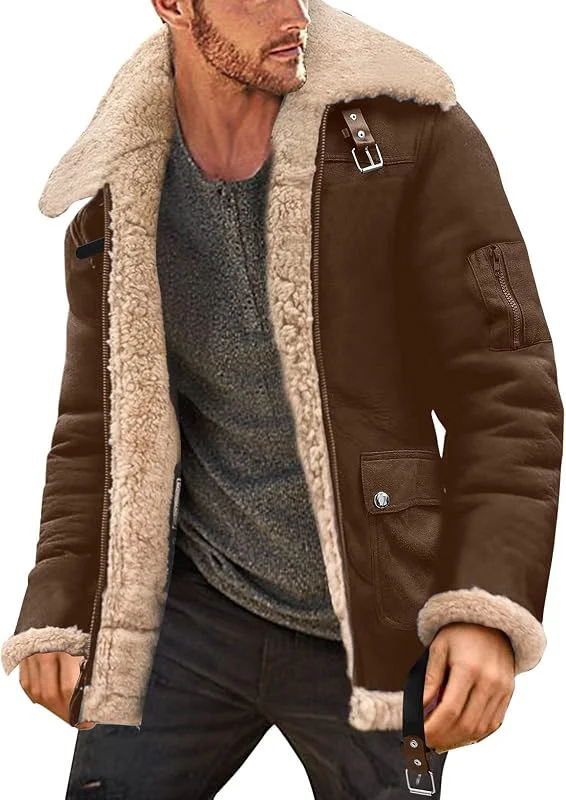 Générique Veste Polaire Homme Chaude Sweats veste softshell avec fermeture éclair Manches Longues Manteaux avec Poche Chaud Blouson Parka Veste en Fourrure Hiver Chaude Avec Revers — Vetements ski