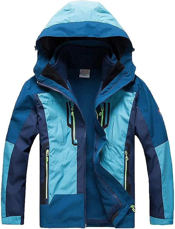 MU Vêtements Pour Hommes 3 En1 Veste de Ski, Couleur Mode Veste Alpinisme Imperméable Assorti Vêtements Veste, Hiver Chaud Et Efficace Coupe-Vent Coupe-Vent, Blue, M — Vetements ski