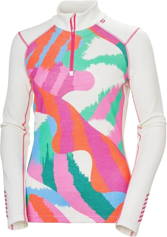 Helly Hansen Femme Maillot Thermique LIFA Merino Midweight Graphic 1, 2 Zip — Vetements ski
